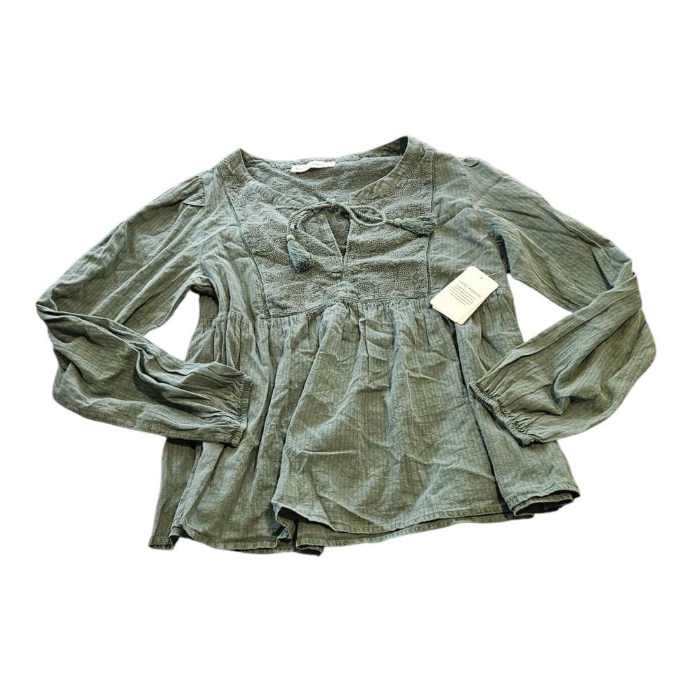 Lucky Brand XS Green Long Sleeve Pullover Shirt